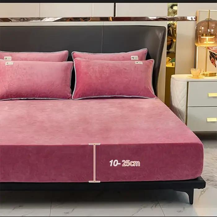 Drap-housse en velours doux avec bandes élastiques