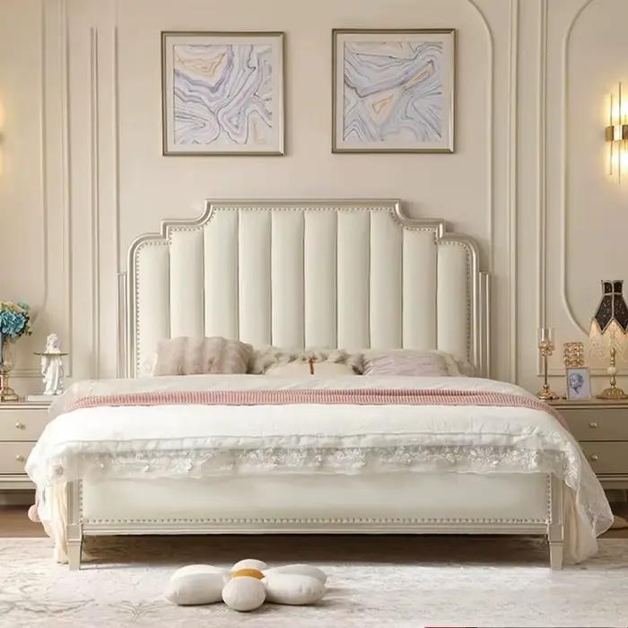 Lit King Size Blanc de Luxe en Bois