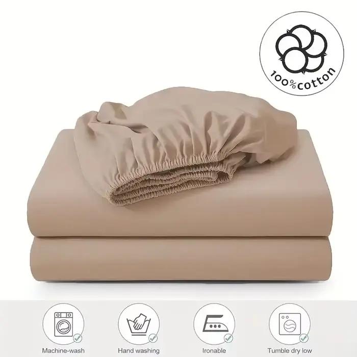 Drap-housse en coton de couleur unie avec bande élastique