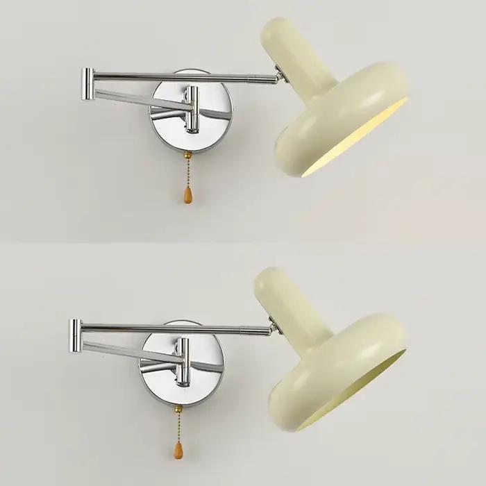 Applique murale nordique en acier inoxydable, culbuteur pliant, interrupteur côtelé d'étude, lampe de chevet de chambre à coucher, lampe pliante