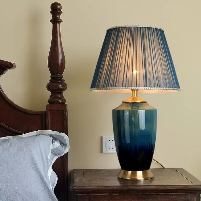 SANDYHA élégant bleu lampe de Table en céramique chambre élégante