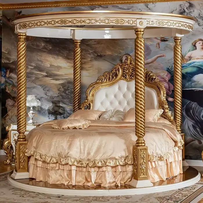 Lit double de luxe de style européen moderne pour adultes