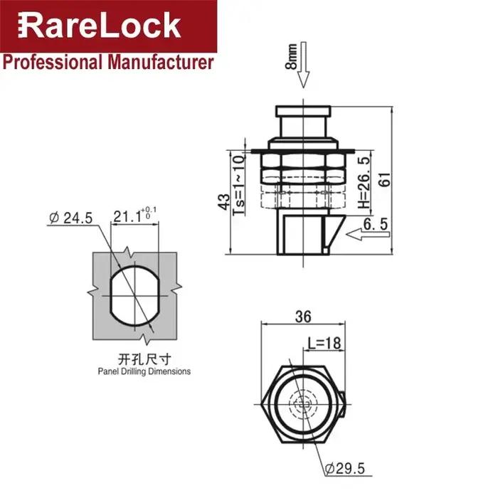 Rarelock MS206 g-Serrure d'armoire sans clé avec bouton ou serrure à clé