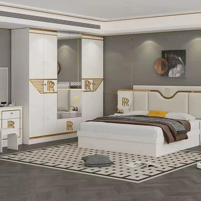 Lit double MANBAS – Ensemble de chambre à coucher de style turc de luxe avec matelas en latex