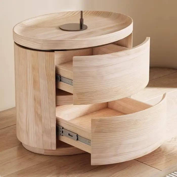 Table de Chevet Ronde en Bois Massif