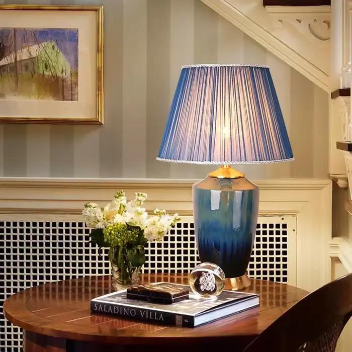 SANDYHA élégant bleu lampe de Table en céramique chambre élégante