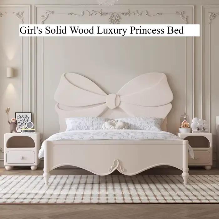 Lit double en bois tendance pour adolescentes