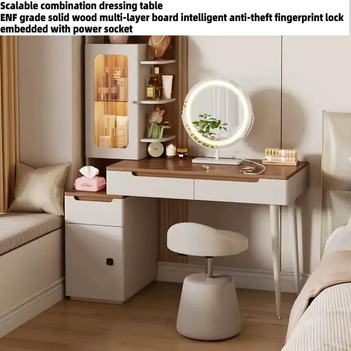 Coiffeuse de luxe en bois avec miroir LED
