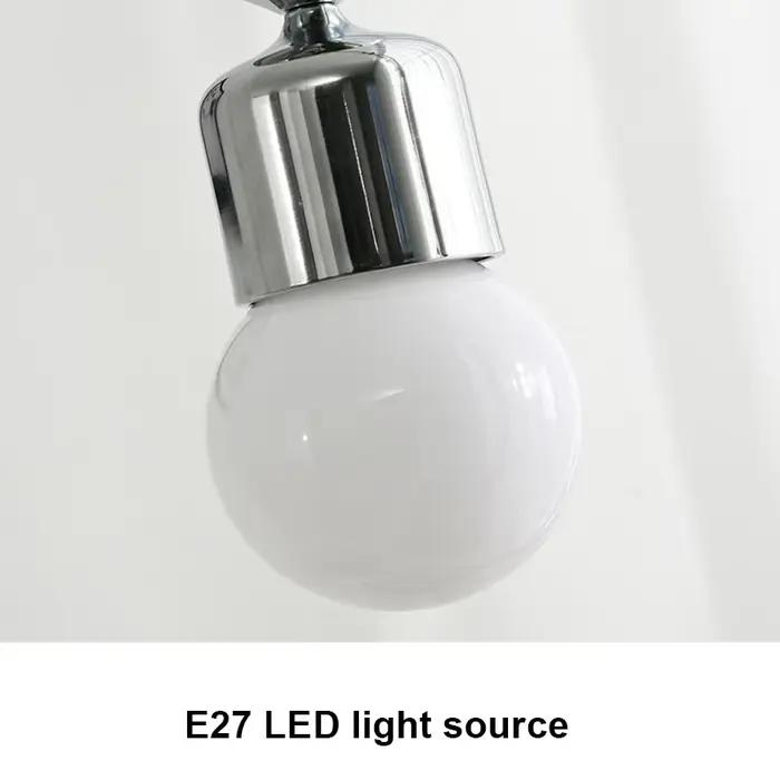 Lampe suspendue Bauhaus en argent, style nordique noir, E27, pour chambre à coucher, chevet, salon, cuisine, salle de bain, miroir, lustres