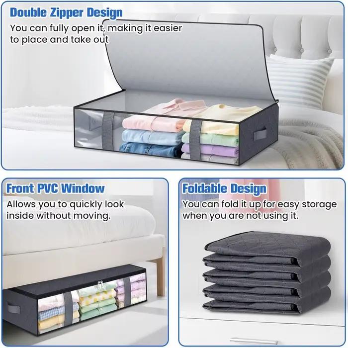 Paquet de 4 conteneurs de rangement sous le lit