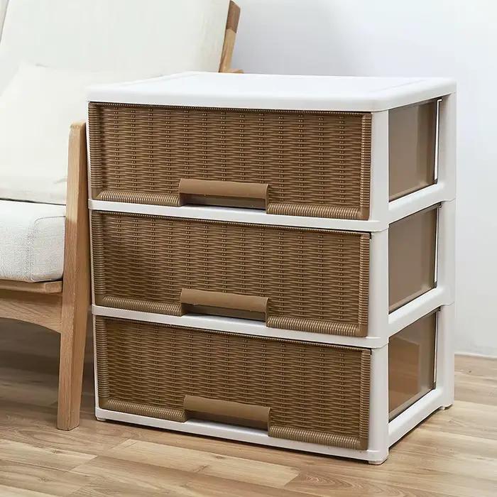 Armoire de rangement en rotin tissé
