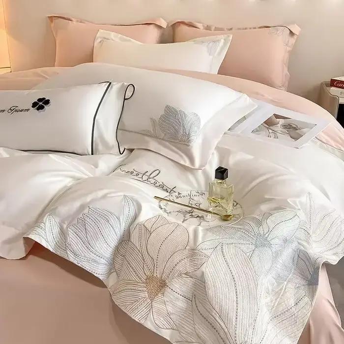Ensemble de literie brodé 100% coton