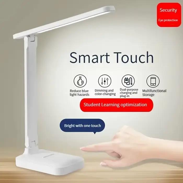 LED interrupteur tactile blanc pliant lampe de bureau chambre chevet étude lecture soins des yeux lampe de nuit USB Plug-in réglable blanc lampe de bureau