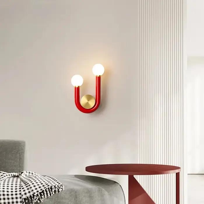 Applique Murale LED Moderne en Forme de U, Rouge, Bleu, Rose, Luminaire Décoratif d'Nik, Idéal pour une Chambre à Coucher, un Salon ou un Couloir