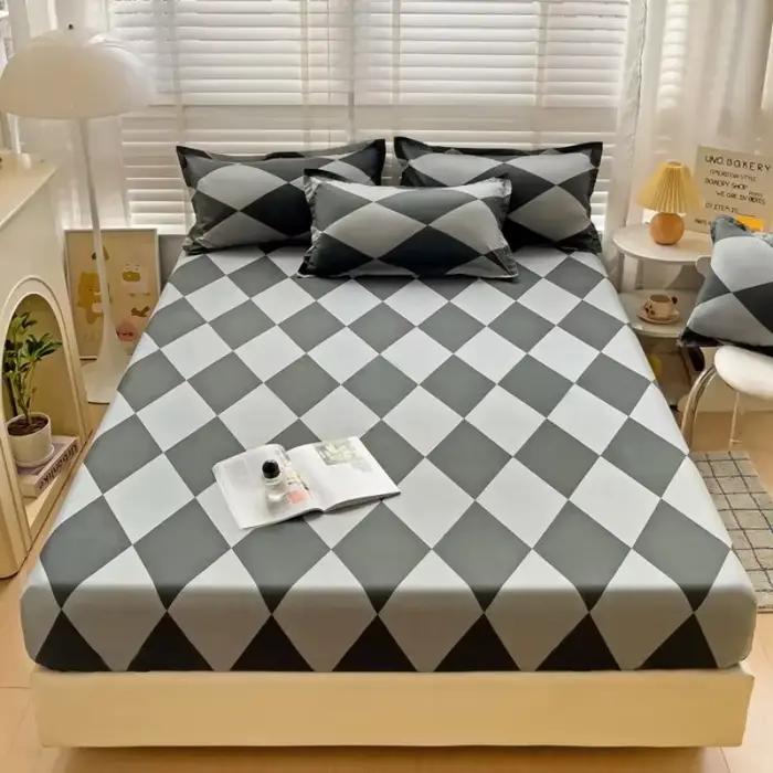Drap-housse imprimé en coton d'aloe vera, housse de matelas en coton lavé doux et respectueux de la peau, couvre-lit respirant pour chambre à coucher