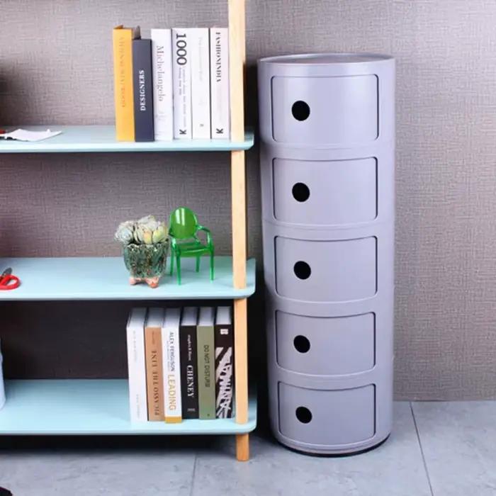 Table de chevet ronde design avec tiroirs