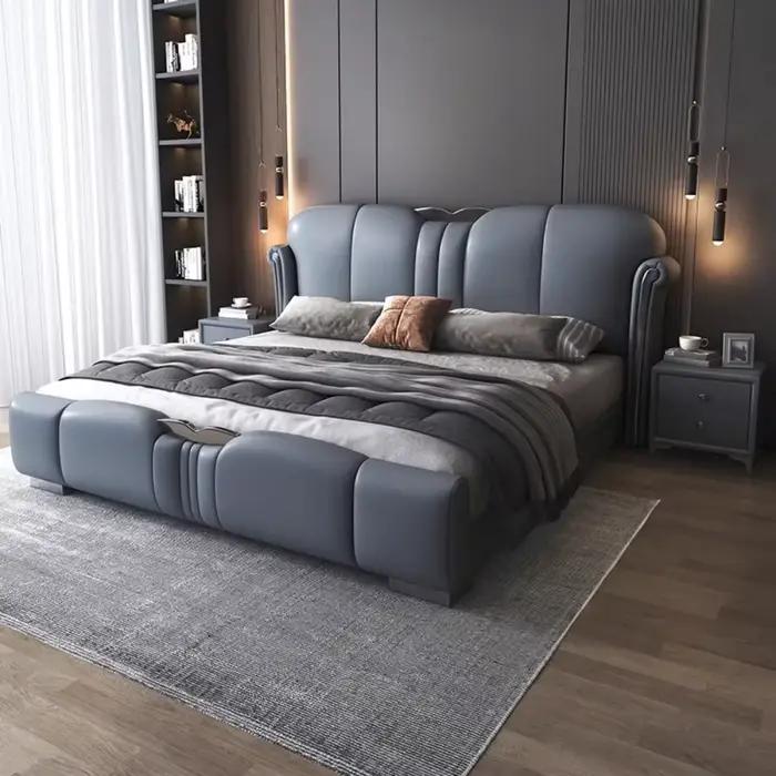 Lits rembourrés modernes rangement minimaliste cadres de lit de luxe multifonctionnels tables de nuit Letto Matrimoniale meubles de maison