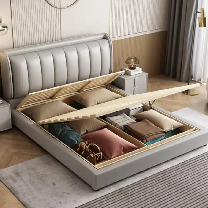 Lampe de luxe chambre à coucher blanc fille hôtel reine lit moderne matelas rangement Muebles Para El Hogar meubles de maison décoration