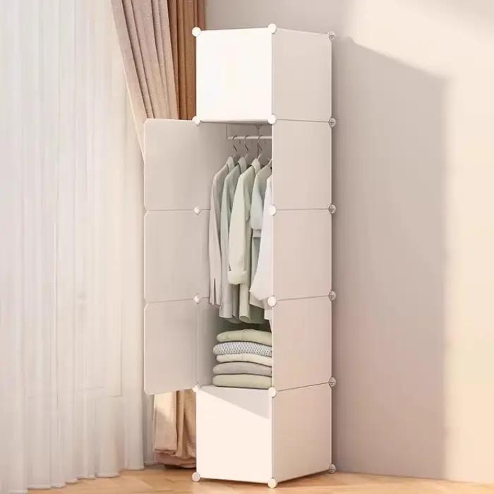Armoire Minimaliste Économique Nordique Moderne Gain de Place pour Chambre à Coucher – Meuble de Rangement Modulaire Extérieur pour Vêtements