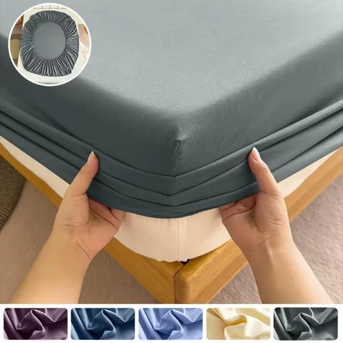Drap-housse 90/120/150/180x200 avec bande élastique, couleur unie, protège-matelas pour lits simples, doubles et king-size