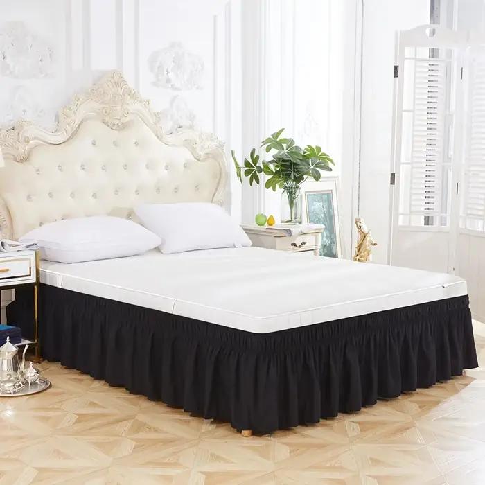 Jupe de lit élastique réglable 1 pièce, jupe de lit Double à volants élastiques Ultra douce, confortable, respirante, résistante aux rides