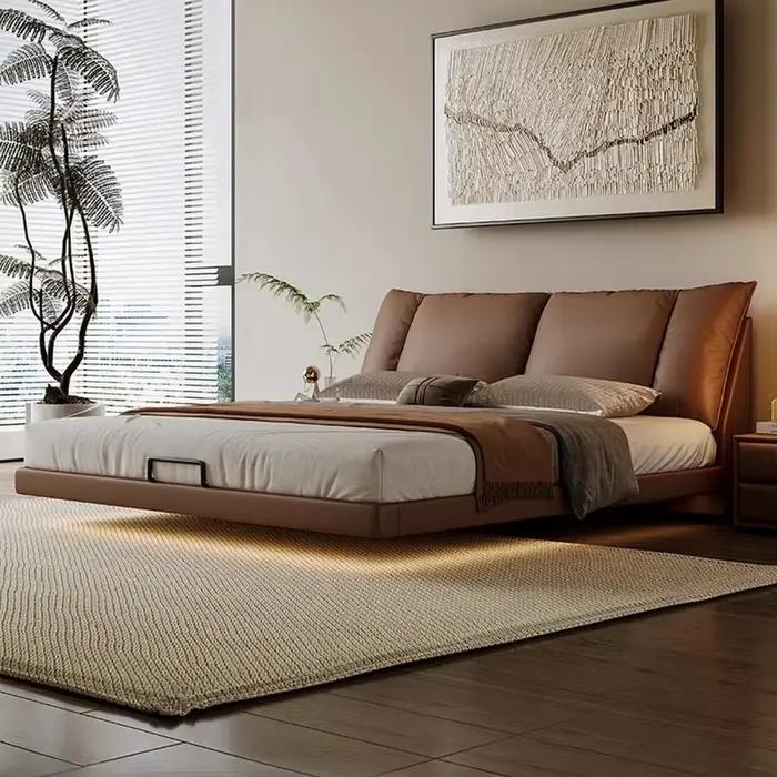 Lit double de luxe en cuir 180x200 pour chambre d'enfant
