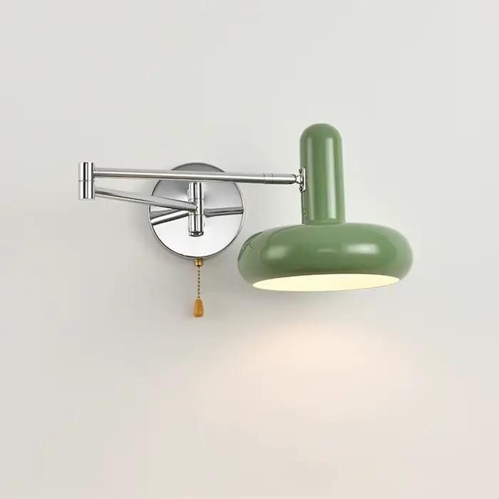 Applique murale nordique en acier inoxydable, culbuteur pliant, interrupteur côtelé d'étude, lampe de chevet de chambre à coucher, lampe pliante