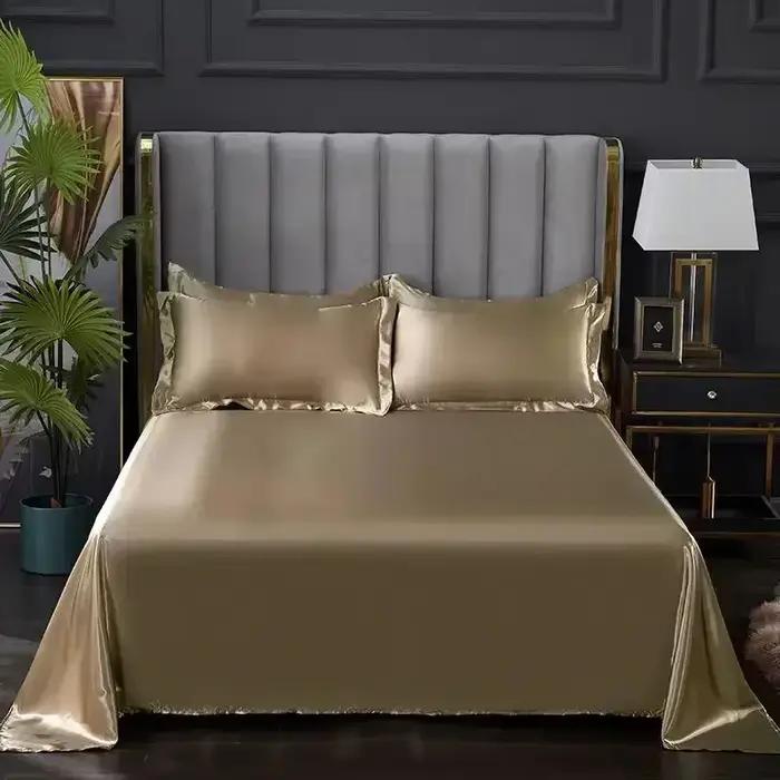 Parure de lit en satin de luxe avec taie d'oreiller
