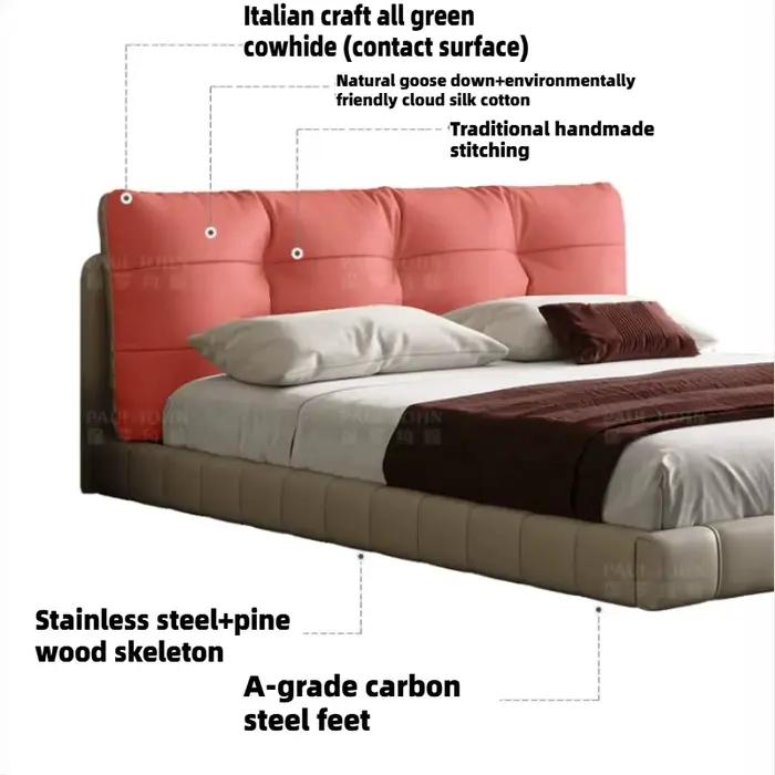 Lit flottant en cuir esthétique 180x200cm pour chambre à coucher