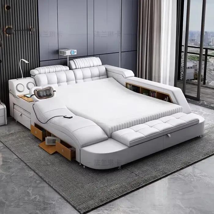 Lit capitonné unique, Commodes modernes avec rangement