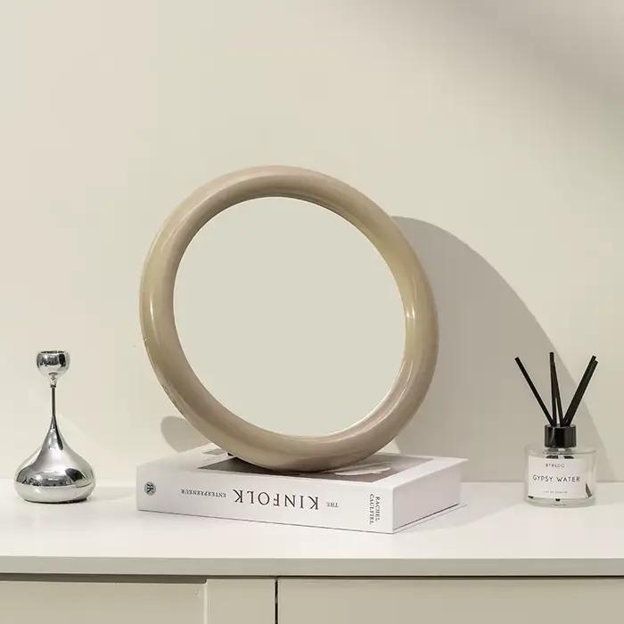 【EpeiusHome】 Miroir de maquillage de bureau, miroir de coiffeuse pour la maison, miroir de bureau Simple pour chambre à coucher, coiffeuse ronde nordique