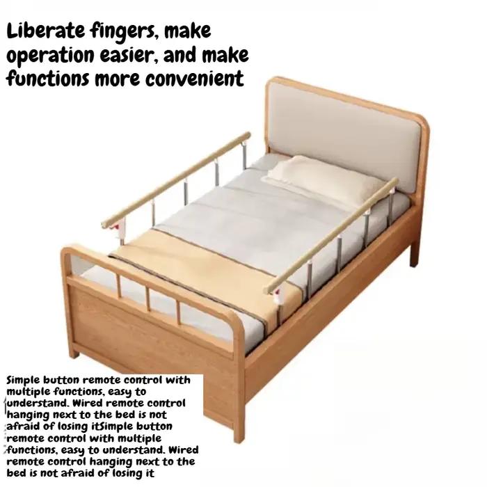 Lit simple en bois pour personnes âgées avec barreaux de sécurité