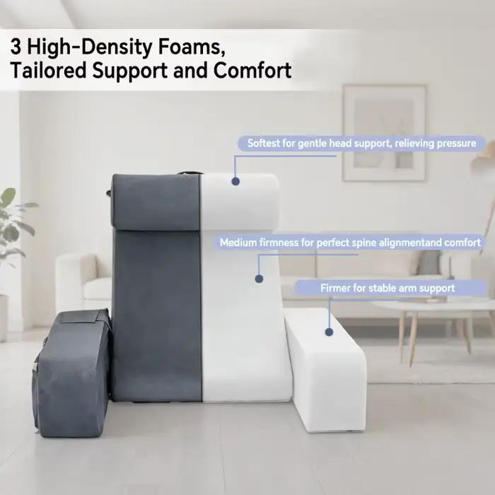 Ensemble de coussins de lecture extra-larges avec accoudoirs pour lit