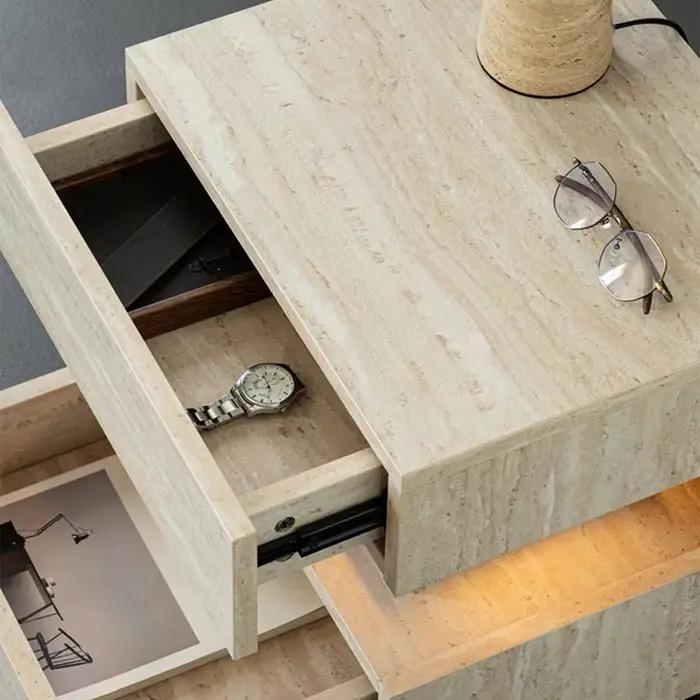 Table de chevet de chambre à coucher avec tiroirs