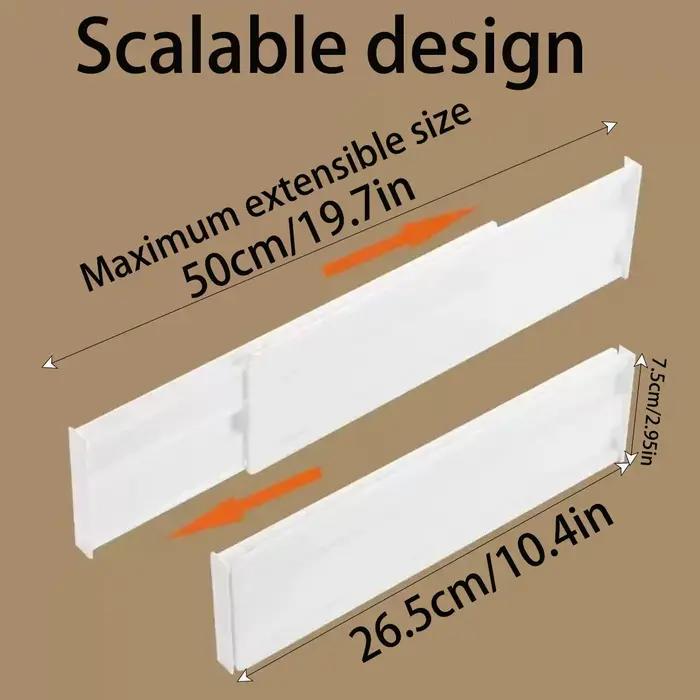 Lot de 4/6/8 séparateurs de tiroirs pour vêtements, organisateur de tiroir extensible réglable de 3 po de hauteur (10,4-19,7 po), séparateurs en plastique