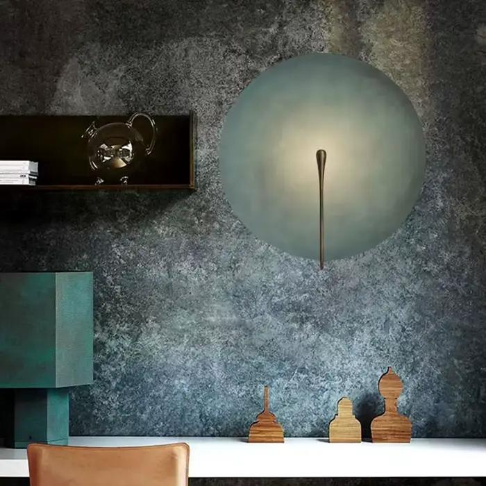 Italien Vintage en acier inoxydable rond mur LED lumière étude couloir mur chambre chevet salon applique luminaires