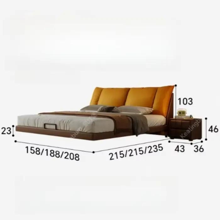 Lit double de luxe en cuir 180x200 pour chambre d'enfant