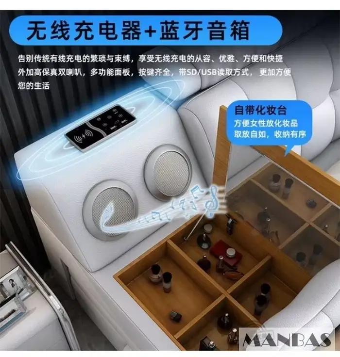 Lit Linlamlim Tech Smart en cuir véritable | Lits ultimes multifonctionnels | Lit Tatami de massage avec projecteur |