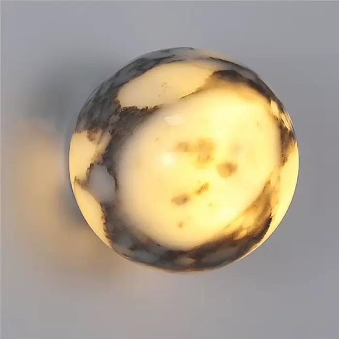 B84B-luxe haut de gamme chambre chevet boule marbre pierre naturelle applique lumière LED salon couloir escalier évier