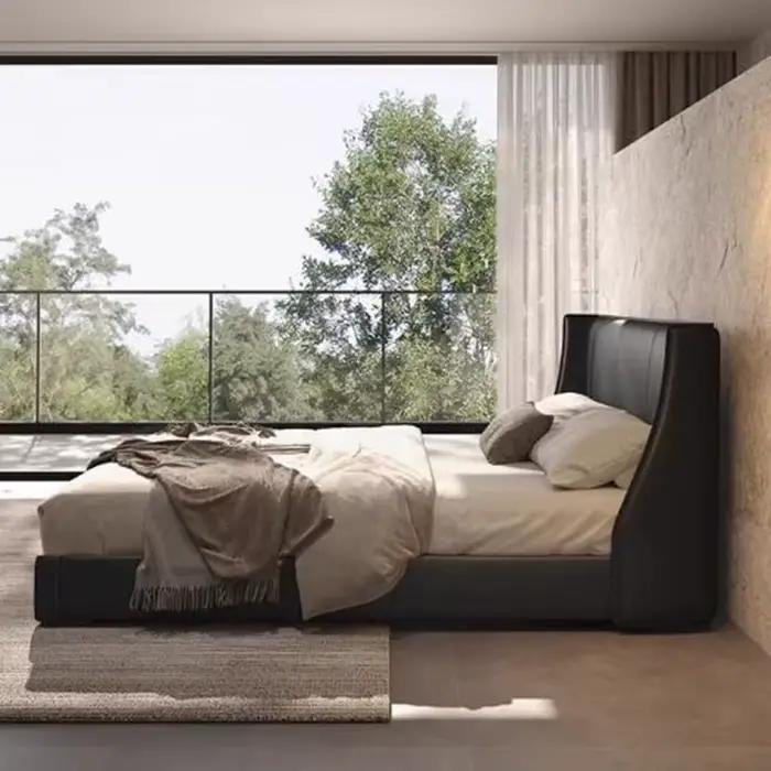 Lit double moderne et minimaliste avec tête de lit