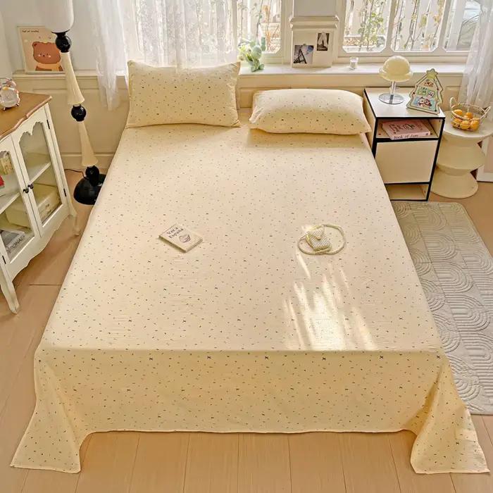 "Drap de lit en coton lavé de couleur unie