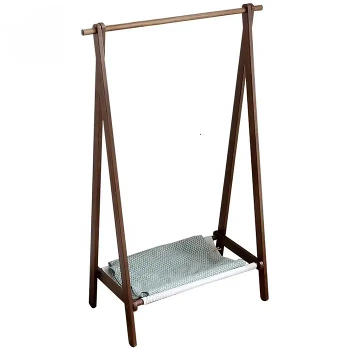Meuble de chambre à coucher extensible marron, porte-manteau en bois massif