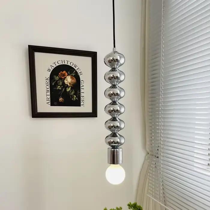 Lampe suspendue Bauhaus en argent, style nordique noir, E27, pour chambre à coucher, chevet, salon, cuisine, salle de bain, miroir, lustres