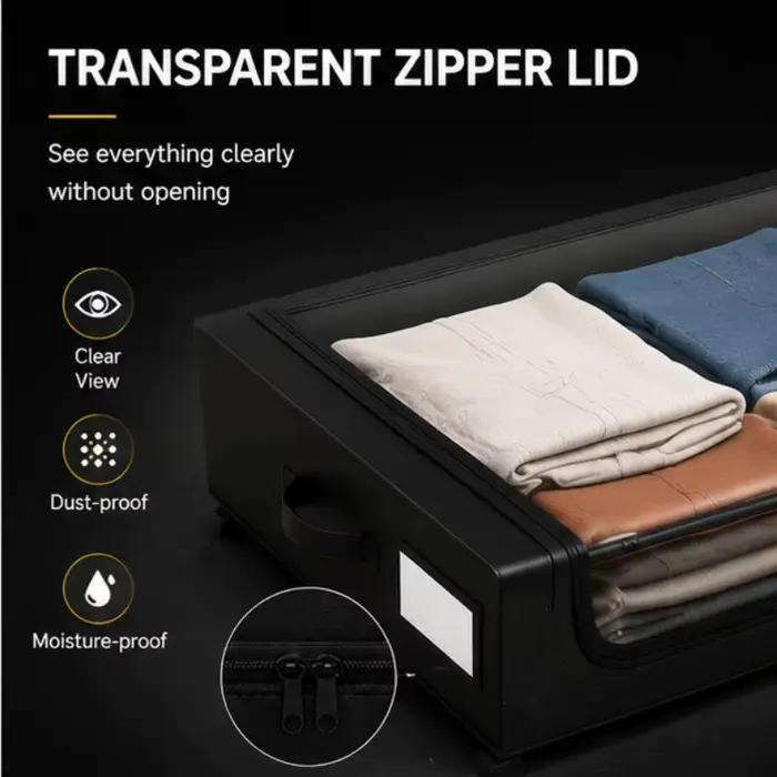Bac de rangement sous lit transparent 48L avec couvercle