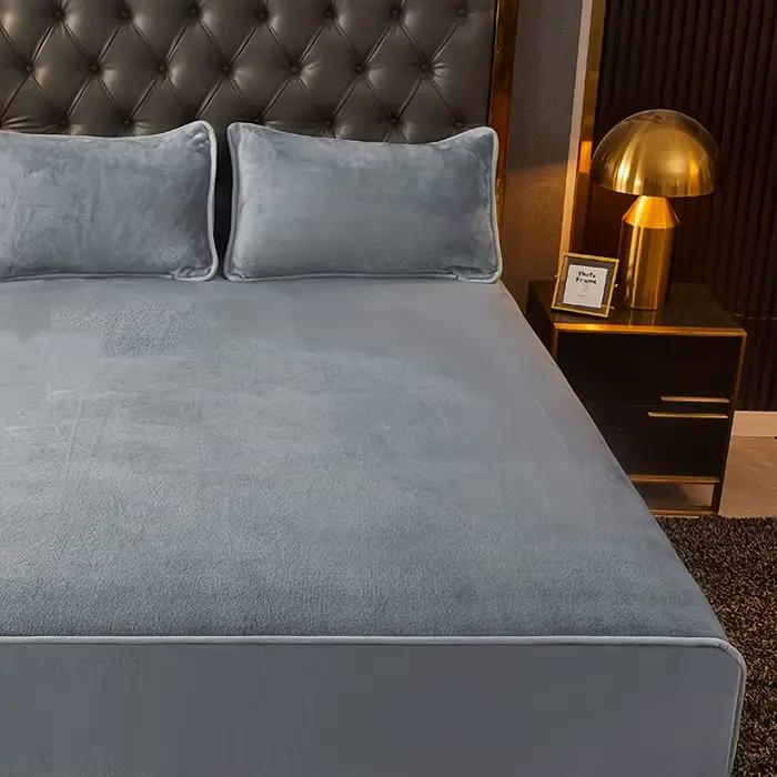 Drap de lit 1 pièce en velours de lait de couleur unie