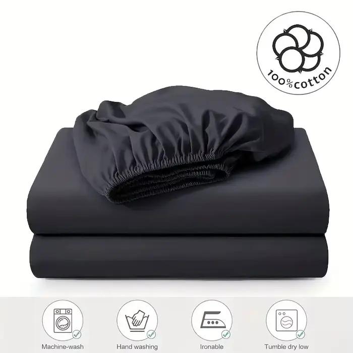 Drap-housse en coton de couleur unie avec bande élastique
