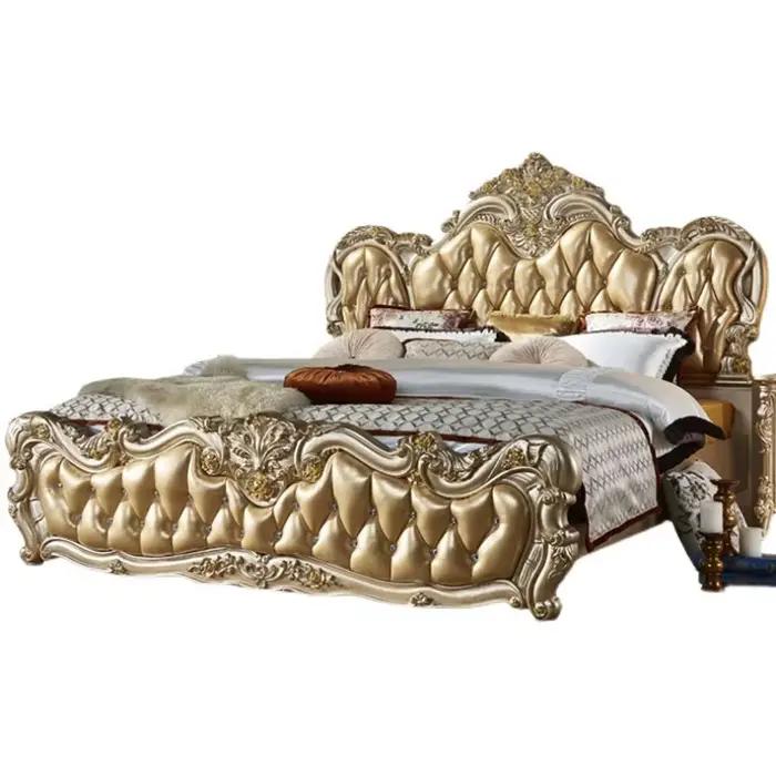 Ensemble de lit double de luxe européen doré