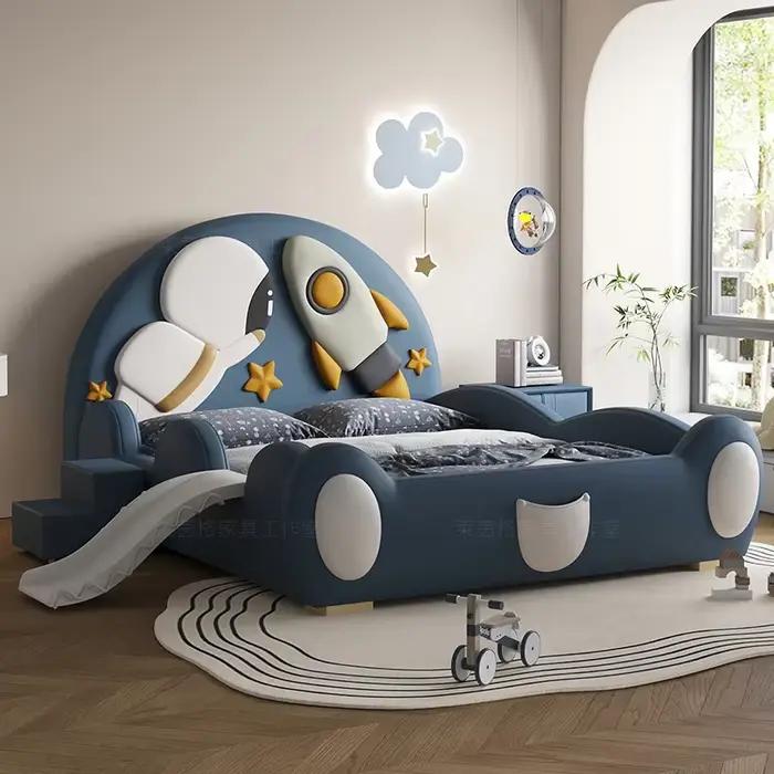 Lit simple King Size bleu 120x200cm