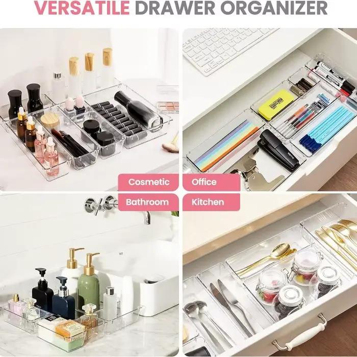 Organisateurs de tiroirs en plastique transparent