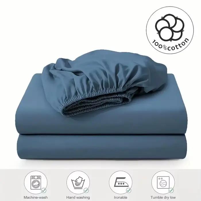 Drap-housse en coton de couleur unie avec bande élastique